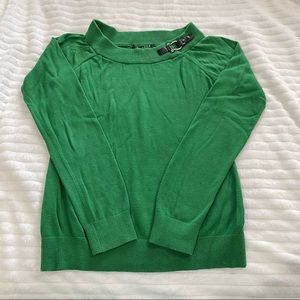 Ralph Lauren Kelly Green Sweater with Decorative Buckle Collar